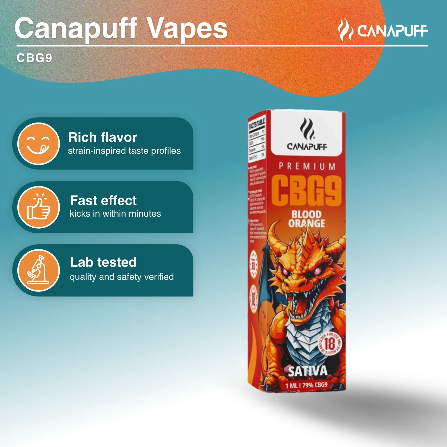 CBG9 Vape Blood Orange 79% 1ml - Image 2