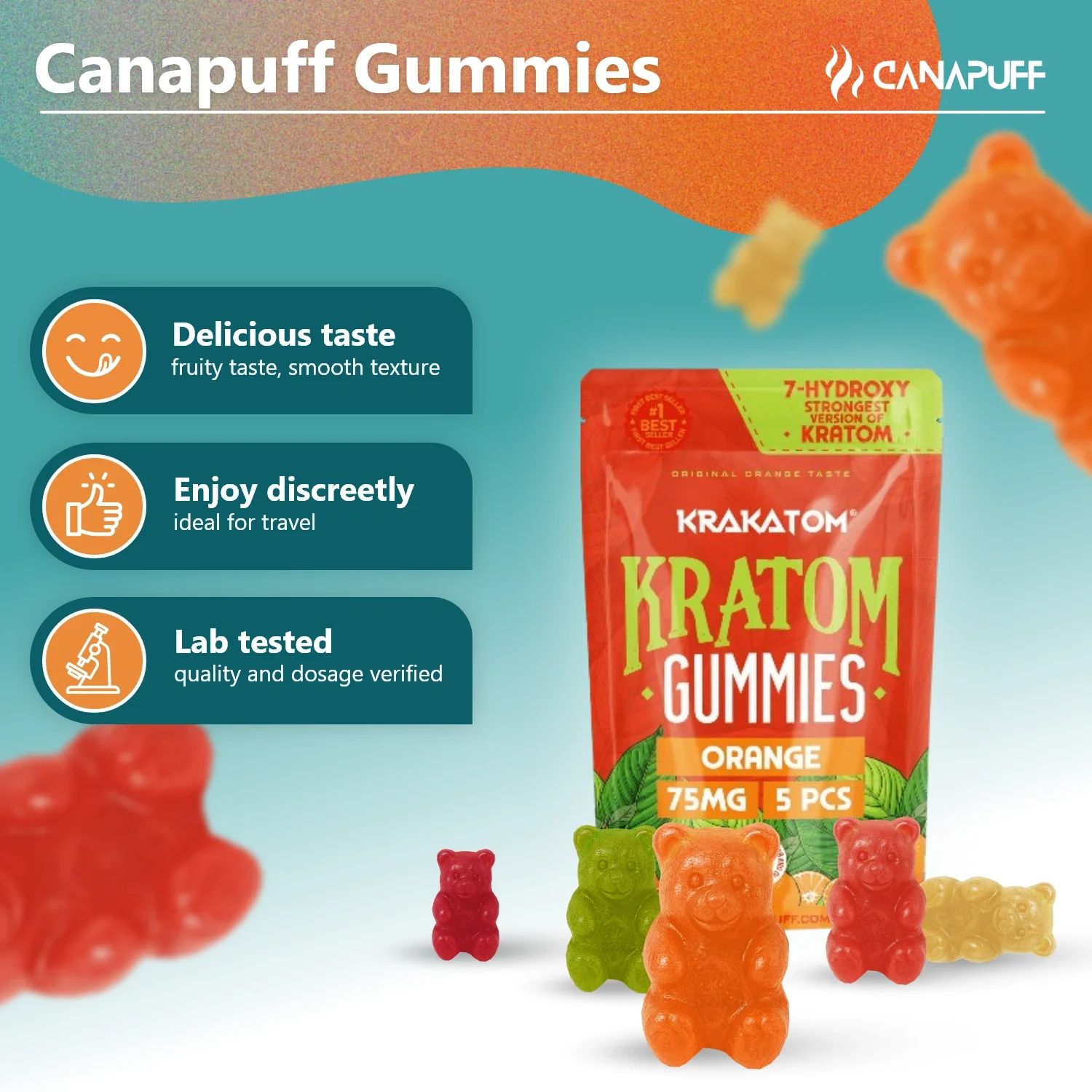 7-Hydroxy Kratom Gummies Orange - Image 2
