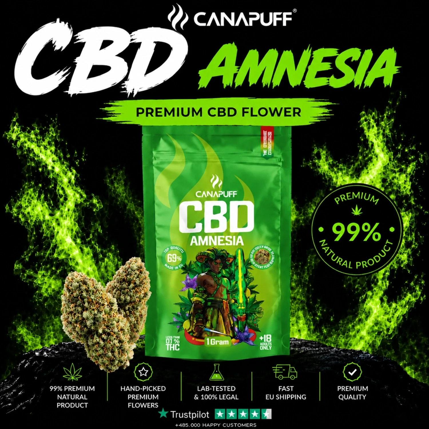 CBD Flowers Amnesia 69% - Image 2