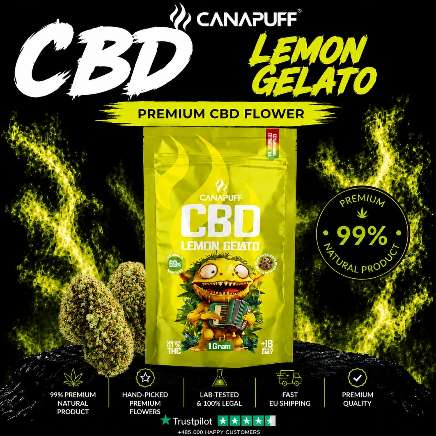 CBD Flowers Lemon Gelato 69% - Image 2